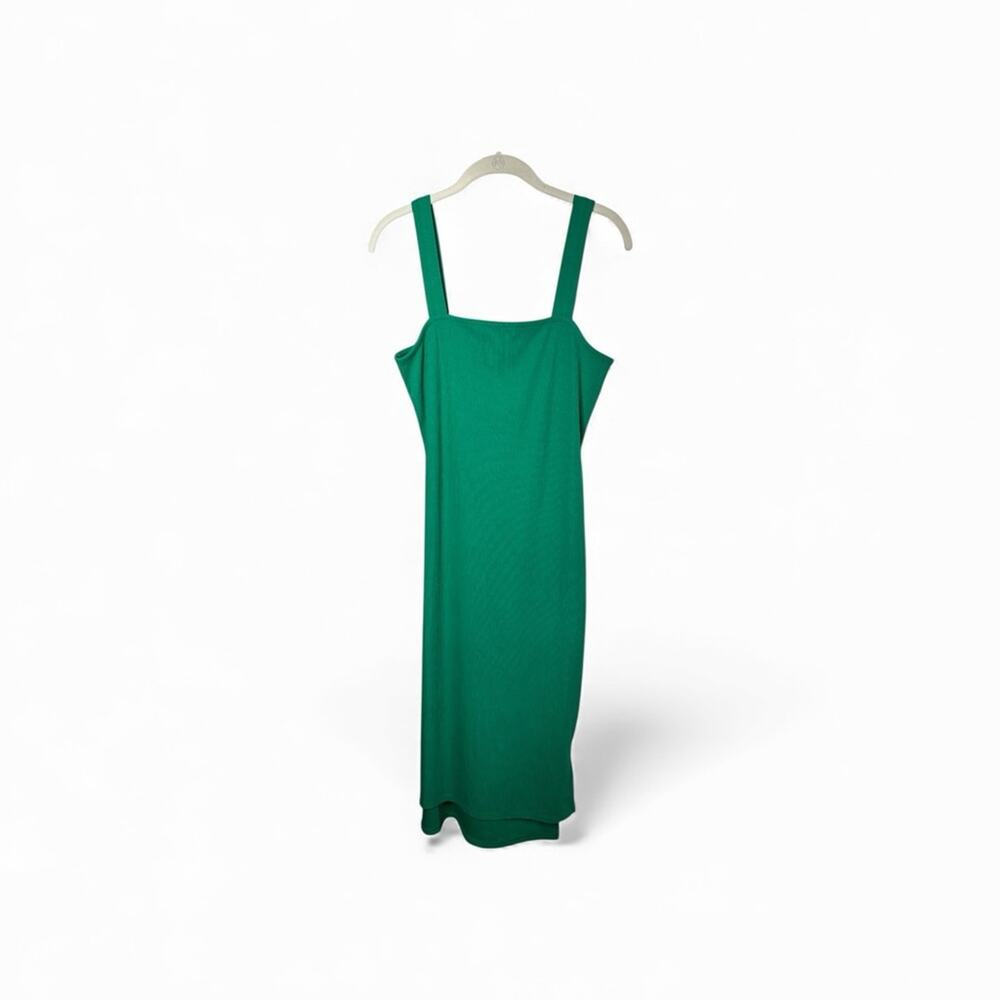 The Drop Green Ribbed Tank Midi Dress Small
